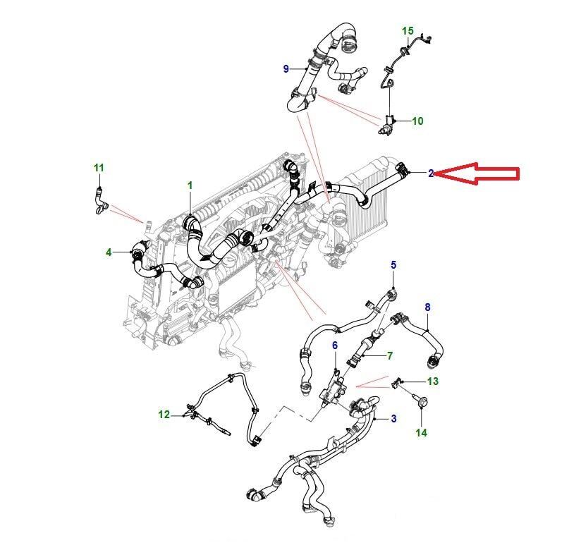 T2H20164 - RADYATÖR HORTUMU (XE/ALL NEW XF) - Jaguar
