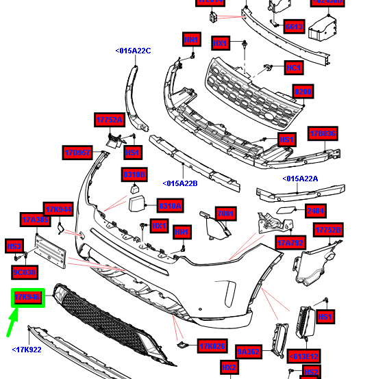 LR140168 - ÖN TAMPON ALT IZGARASI MH (DİSC.SPORT) - Land Rover
