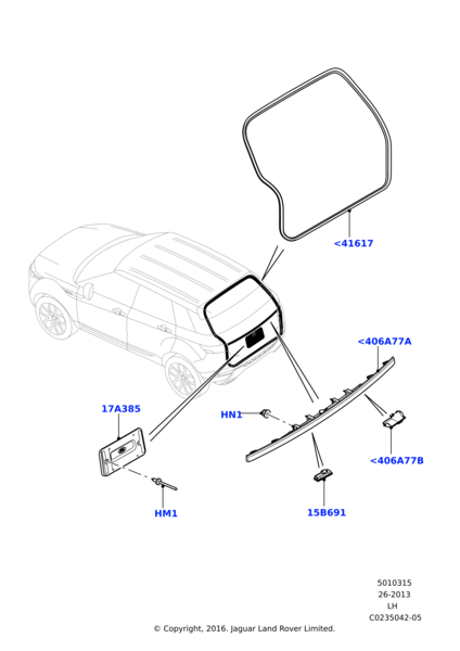 LR053350 - BAGAJ FİTİLİ (EVOQUE) - Land Rover