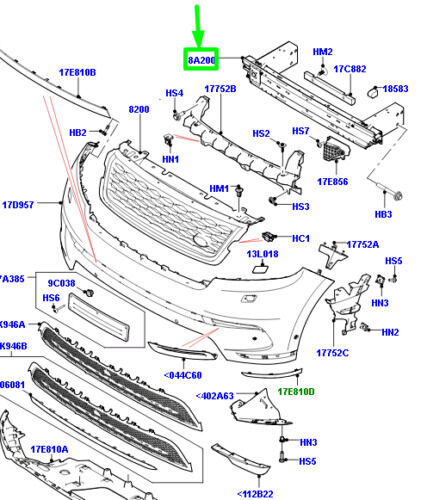 LR123919 - ÖN TAMPON DEMİRİ LA(VELAR) - Land Rover