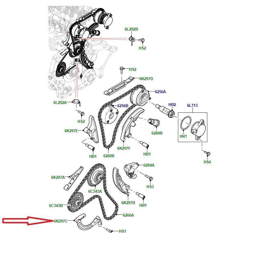 LR125417 - EGZANTRİK ZİNCİR KIZAĞI 1.5 BNZ. (EVOQUE) - Land Rover