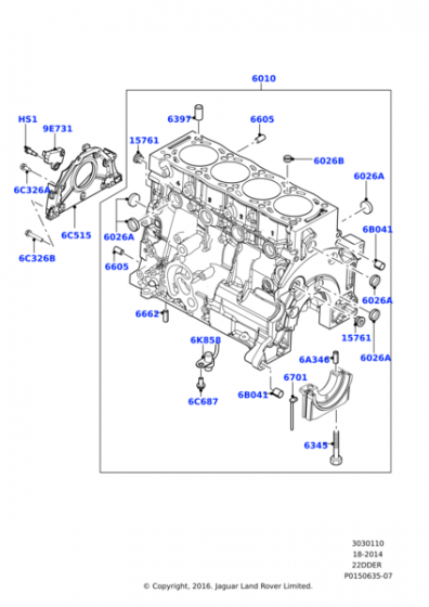 LR000661 - MOTOR BLOK TAPASI (2.2/EVOQUE/FRL-2/DİSCO/SPORT) - Land Rover