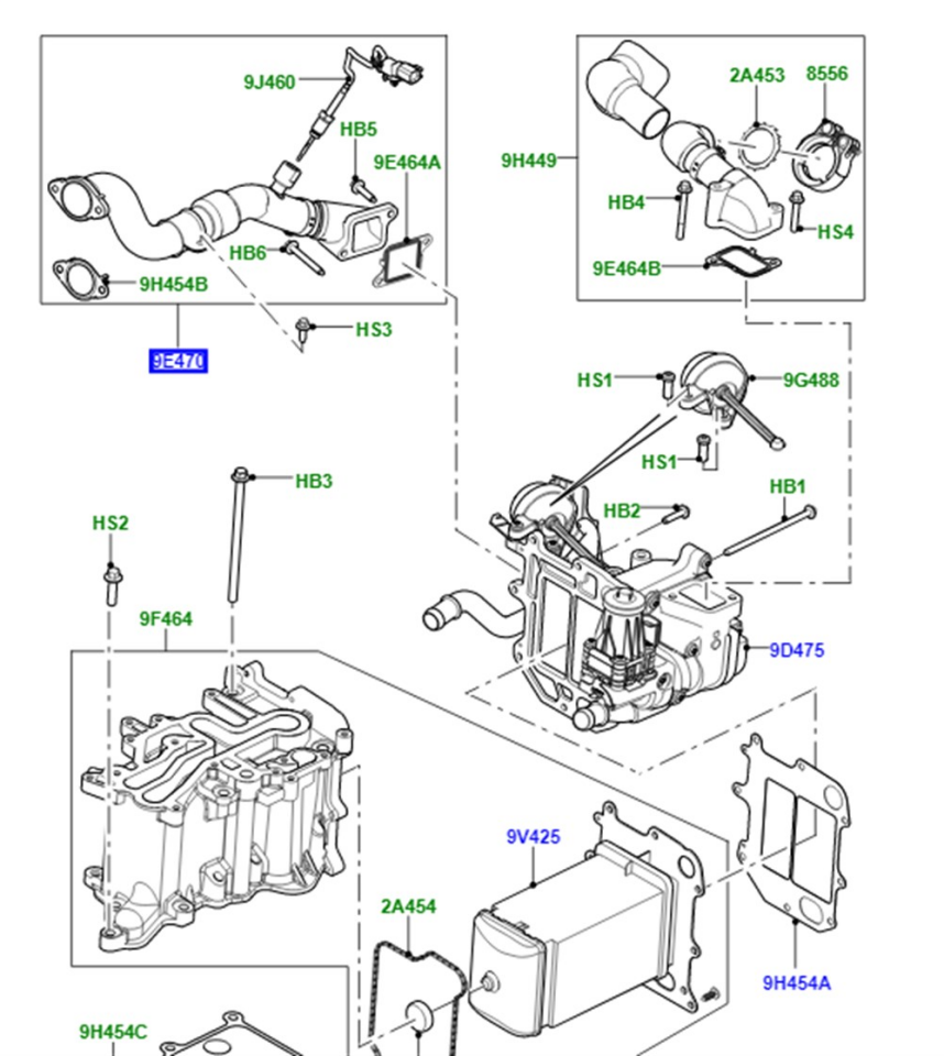 LR038549 - EGR ÇIKIŞ BORUSU 4.4L V8(SPORT - Land Rover