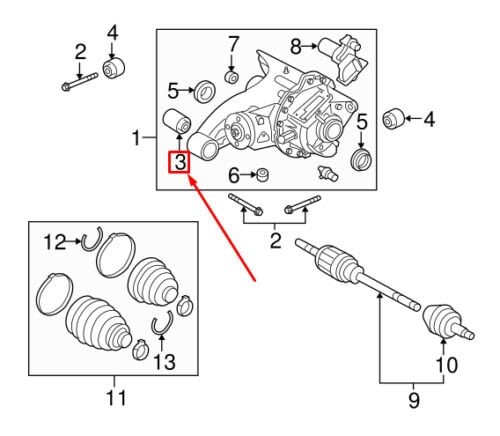 KQB000133 - ÖN VE ARKA DİFERANSİYEL BURCU (2.7/3.0) - Land Rover