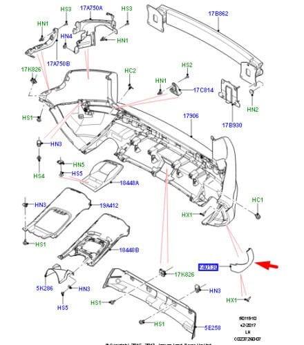 LR029079 - ARKA TAMPON DIŞ ÇITA SAĞ (EVOQUE) - Land Rover