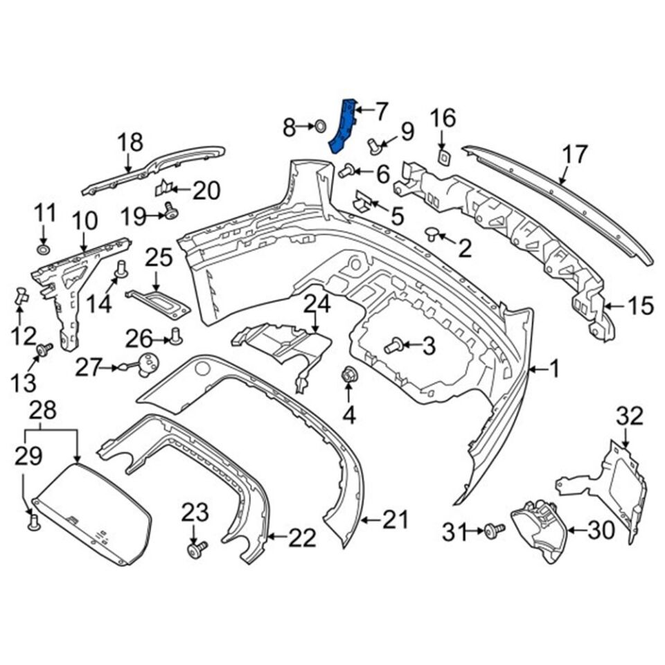 LR109393 - ARKA TAMPON KÖŞE BRAKETİ İÇ SAĞ (VELAR) - Land Rover