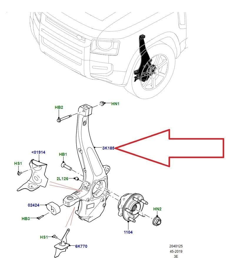 LR180150 - ÖN AKS TAŞIYICI SAĞ (NEW DEFENDER) - Land Rover
