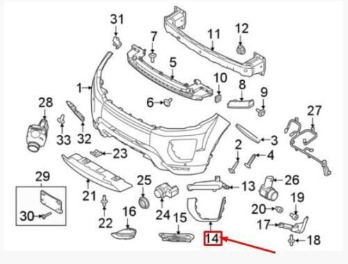 LR079380 - ÖN SİS FAR ÇERÇEVESİ SOL SİYAH (EVOQUE) - Land Rover