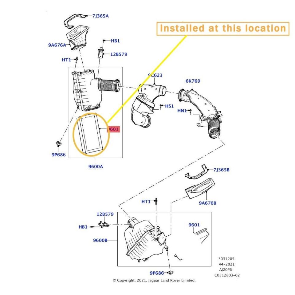 LR152100 - HAVA FİLTRESİ 3.0 I6 DZL. (NEW VOGUE 22 >/NEW SPORT >23) - Land Rover