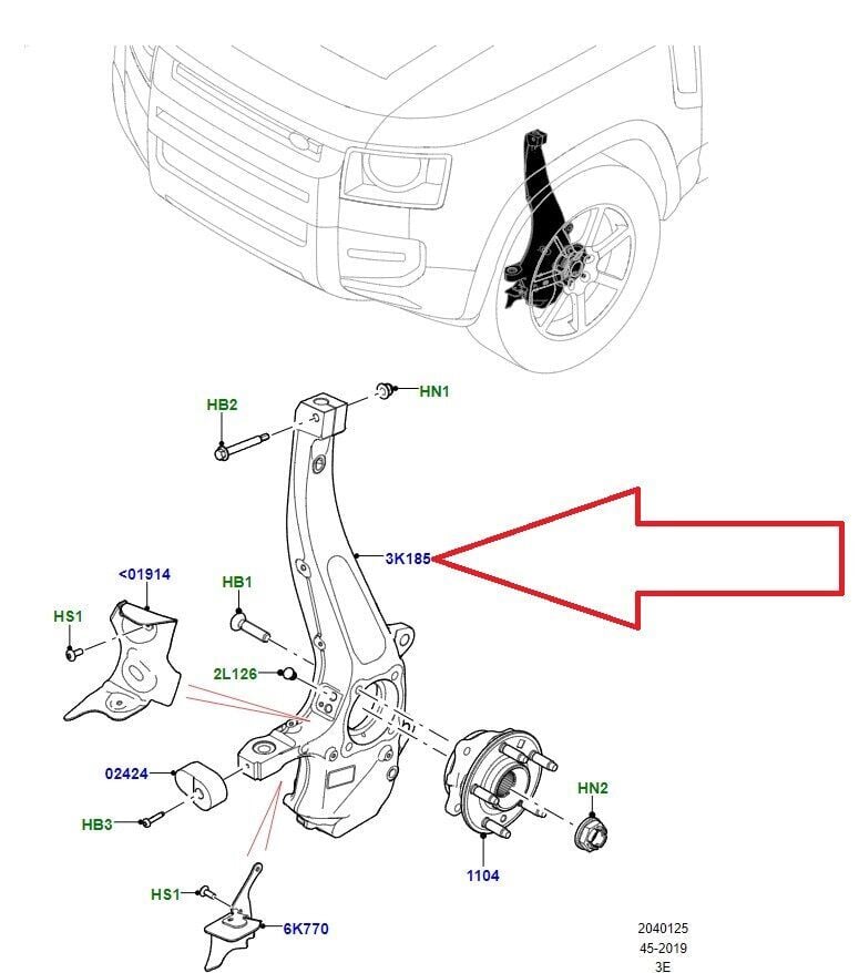 LR180158 - ÖN AKS TAŞIYICI SOL (NEW DEFENDER) - Land Rover