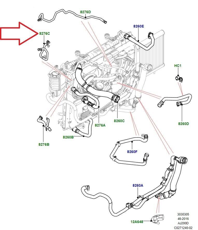 LR081658 - REZERVUAR ARA HORTUM 2.0 DZL (DİSC.S5/SPORT) - Land Rover