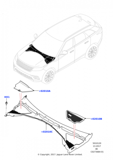 LR093068 - ÖN CAM ALT IZGARASI (VELAR) - Land Rover