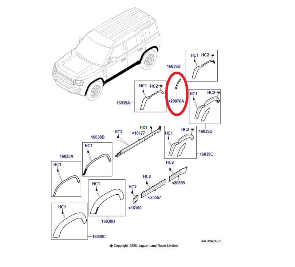 LR178934 - ARKA KAPI DODİĞİ SAĞ (NEW DEFENDER) - Land Rover
