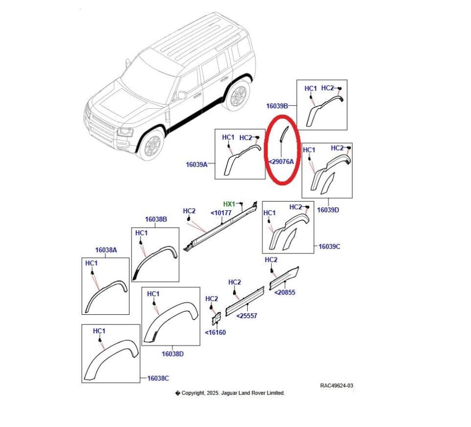 LR178934 - ARKA KAPI DODİĞİ SAĞ (NEW DEFENDER) - Land Rover