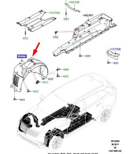 LR142088 - ÖN ÇAMURLUK DAVLUMBAZI SAĞ (VELAR) - Land Rover