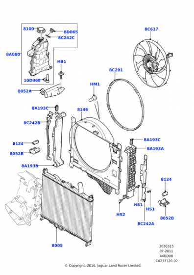 LR022734 - FAN DAVLUMBAZ 4.4L V8 DZL (VOGUE) - Land Rover