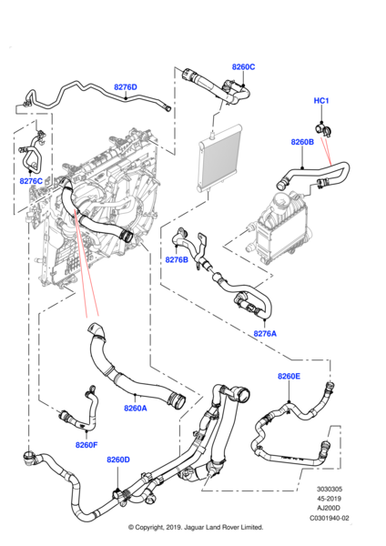 LR140210 - INTERCOOLER HORTUM 2.0 DZL (NEW DEF) - Land Rover