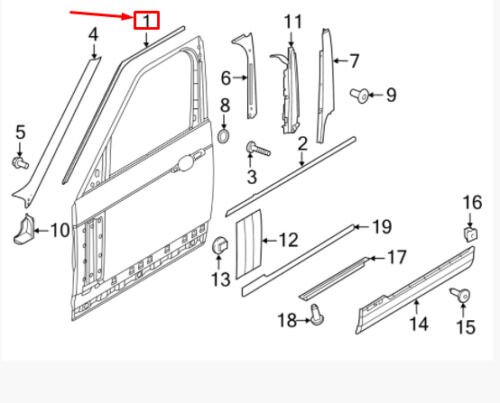 LR034039 - ÖN KAPI ÜST ÇITA SOL 3.0L V6 - Land Rover