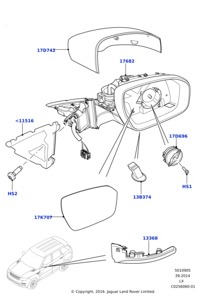 LR065387 - DIŞ AYNA SAĞ 3.0D V6 (SPORT) - Land Rover