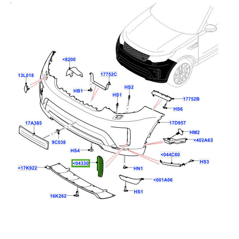 LR083061 - ÖN TAMPON IZGARASI SAĞ/AÇIK (DİSC.S5) - Land Rover