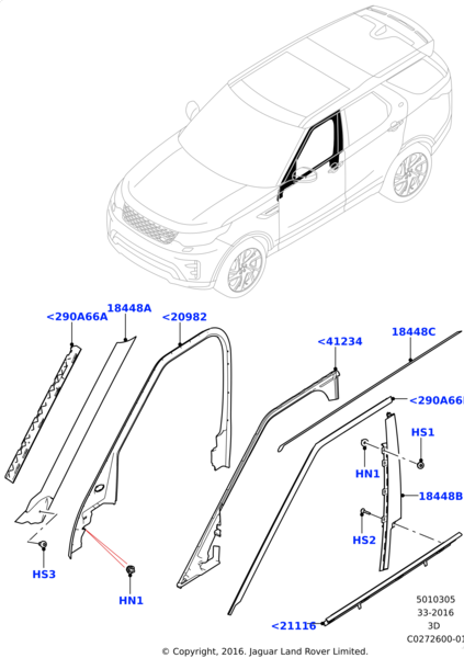LR105994 - ÖN KAPI DİREK KAPLAMA SAĞ(DİSCO/5) - Land Rover