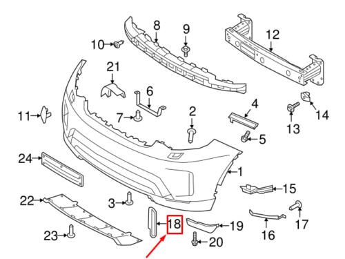 LR083063 - ÖN TAMPON IZGARASI SOL/KAPALI (DİSC.S5) - Land Rover