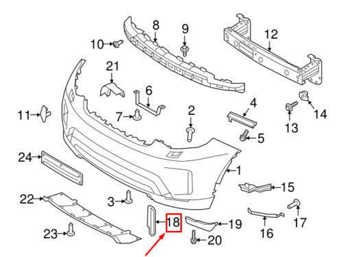 LR083063 - ÖN TAMPON IZGARASI SOL/KAPALI (DİSC.S5) - Land Rover