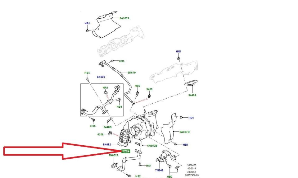 LR061978 - TURBO YAĞ BORUSU ALT 3.0 V6 DZL. (VOGUE/SPORT) - Land Rover