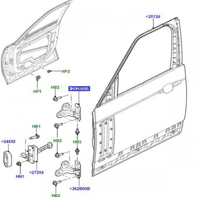 LR073600 - ÖN/ARKA KAPI MENTEŞE ÜST SOL (DİSCO-5/VELAR ) - Land Rover