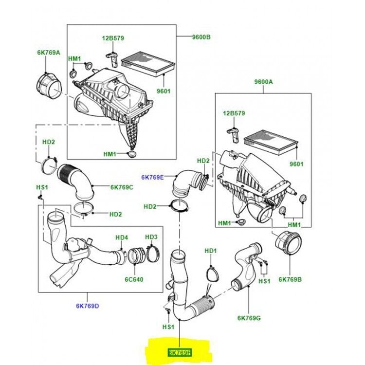 LR022877 - TURBO HORTUMU SOL (RR-2 4.4 DZL ) - Land Rover