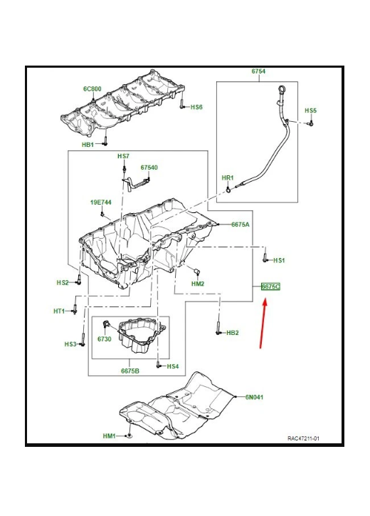 103123472 - MOTOR YAĞ KARTERİ KOMPLE 3.0 I6 DZL (NEW VOGUE 22 ) - Land Rover
