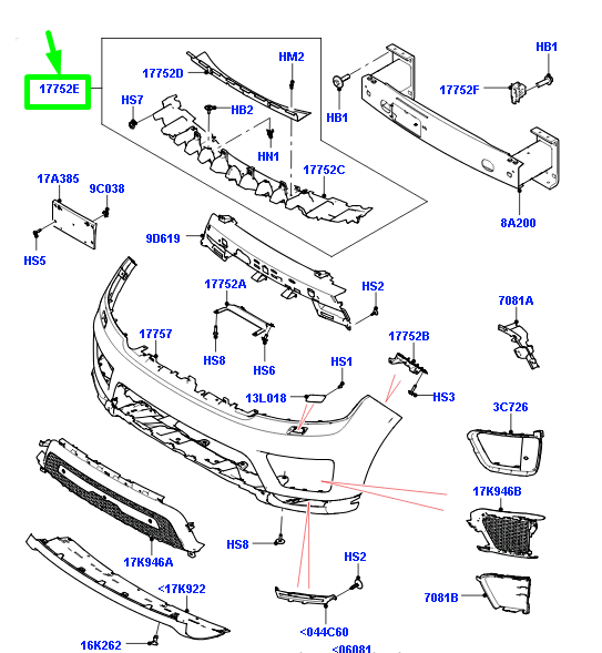LR117396 - ÖN TAMPON ÜST BAKALİTİ (RRS/2018) - Land Rover