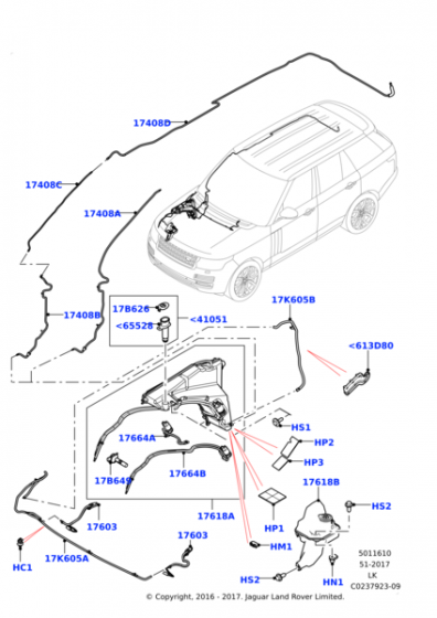 LR054933 - ÖN FISKİYE ÜST HORTUM (3.0L V6 VOGUE) - Land Rover