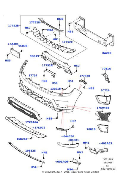 LR099442 - ÖN TAMPON BRAKETİ SOL (RRS/2014) - Land Rover