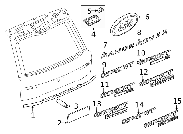 LR076840 - ARKA BAGAJ ÇITASI/SİYAH 3.0L V6 (SPORT) - Land Rover