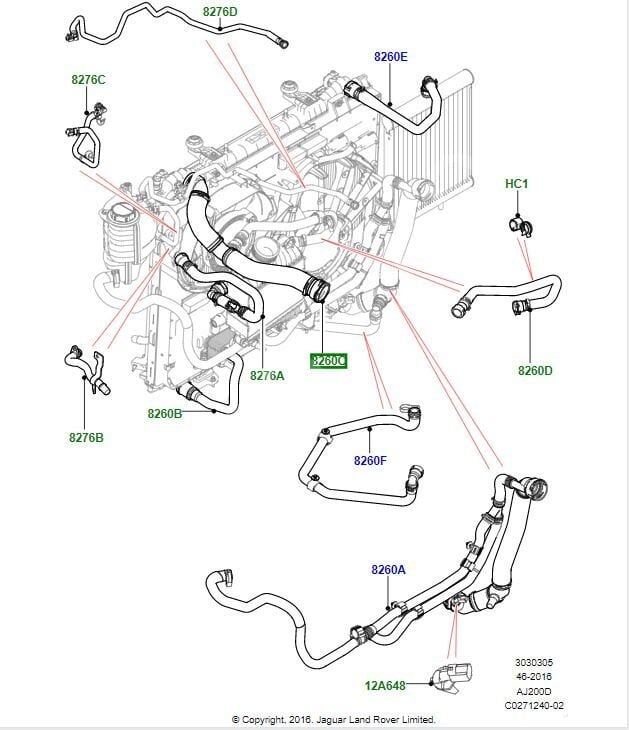 LR081656 - RADYATÖR ÜST HORTUMU 2.0 DZL (SPORT/DİSC.S5/NEW DEF.) - Land Rover