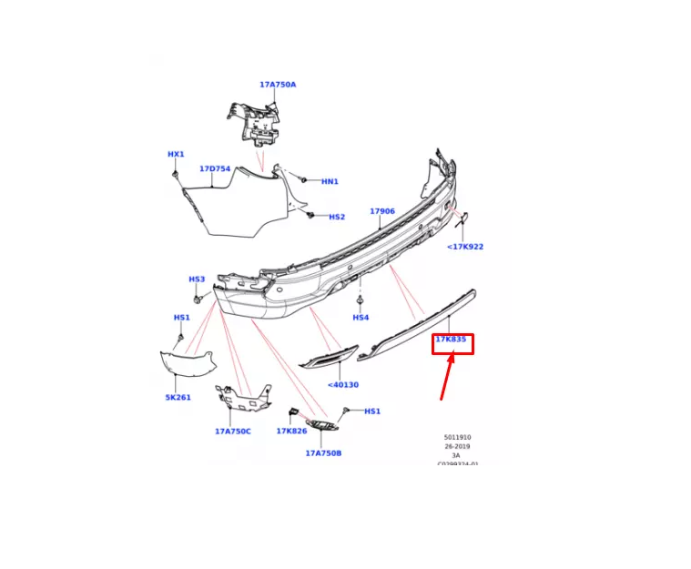 LR133664 - ARKA TAMPON ÇEKİ DEMİR KAPAĞI (DİSC.SPORT) - Land Rover