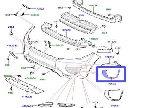 LR079388 - ÖN SİS FAR ÇERÇEVESİ SAĞ ÜST (EVOQUE) - Land Rover