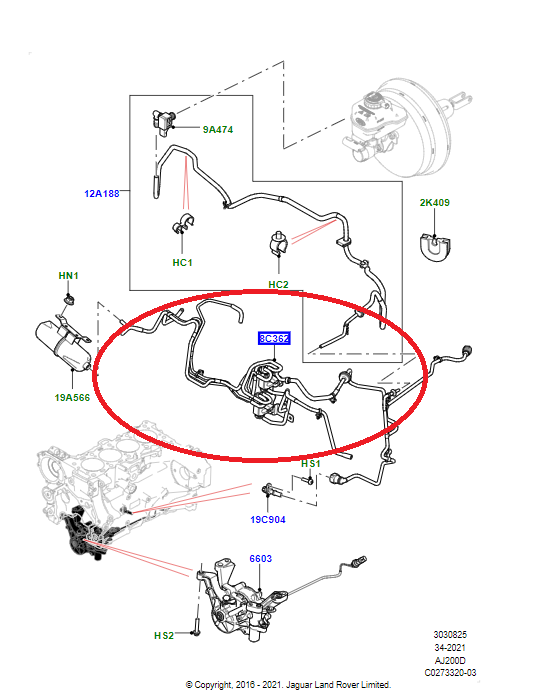 LR100558 - VAKUM HORTUMU 2.0 DZL (SPORT/NEW DEF./DİSC.S5) - Land Rover
