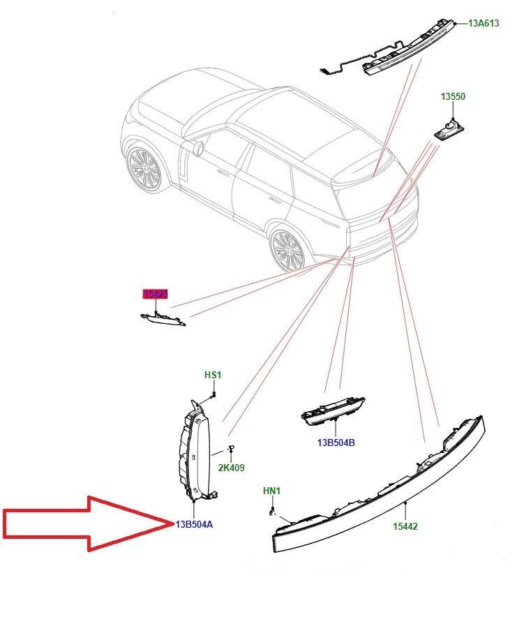 453123544 - ARKA STOP LAMBASI SAĞ (NEW VOGUE 22>) - Land Rover