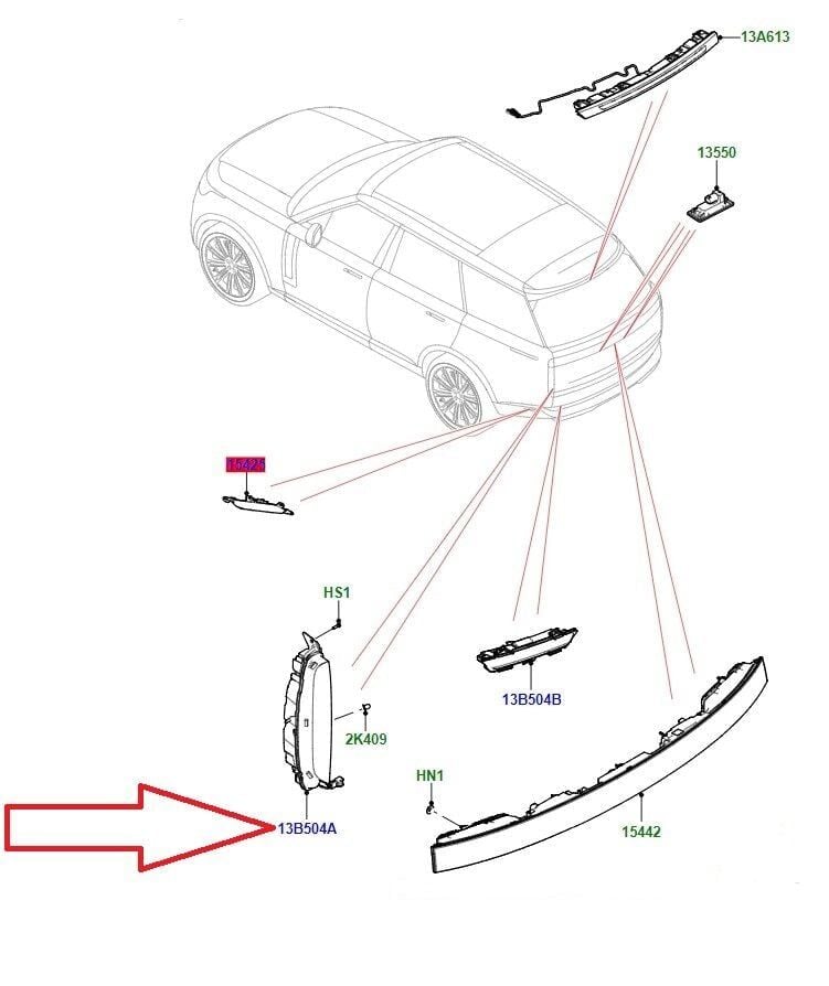 453123544 - ARKA STOP LAMBASI SAĞ (NEW VOGUE 22>) - Land Rover