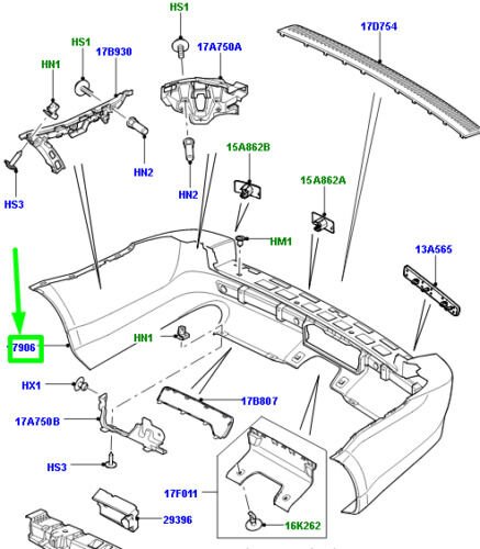 LR015113 - ARKA TAMPON/P.SENSÖR 3.0 (SPORT) - Land Rover