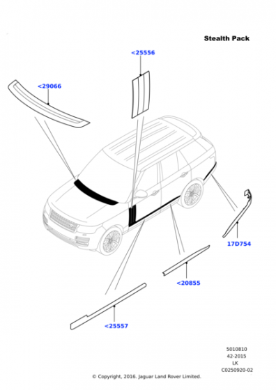 LR052691 - ÖN KAPI ÇITA SAĞ/SİYAH(3.0 V6D - Land Rover