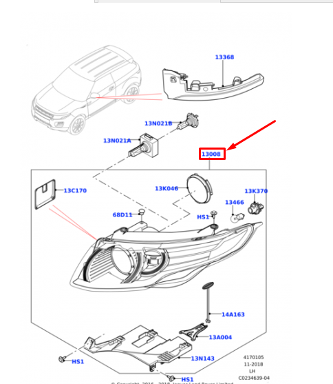 LR048056 - ÖN FAR SOL/BI XENON (EVOQUE) - Land Rover