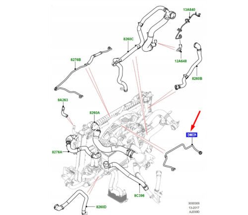 LR138360 - GENLEŞME TANK HORTUMU /KISA (VELAR) - Land Rover