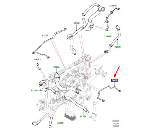 LR138360 - GENLEŞME TANK HORTUMU /KISA (VELAR) - Land Rover