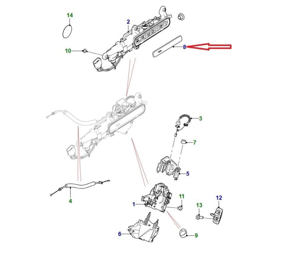 T4K12823LML - ARKA KAPI KOL KAPAĞI SAĞ (I-PACE) - Jaguar
