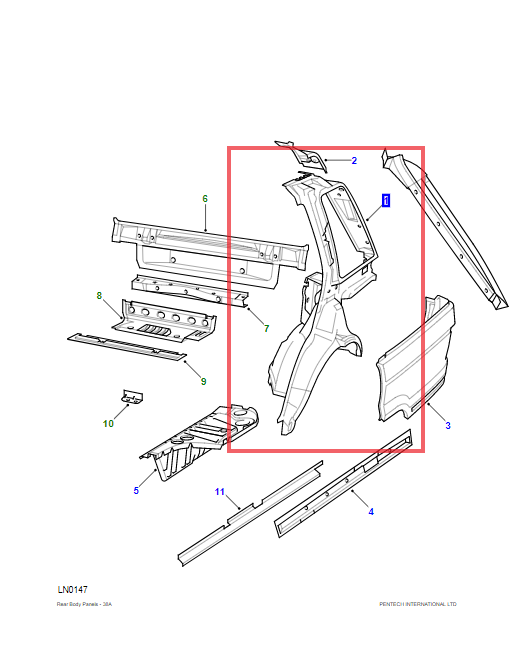 ALR9507 - ÇAMURLUK İÇ SACI-SOL ARKA 1995 - Land Rover