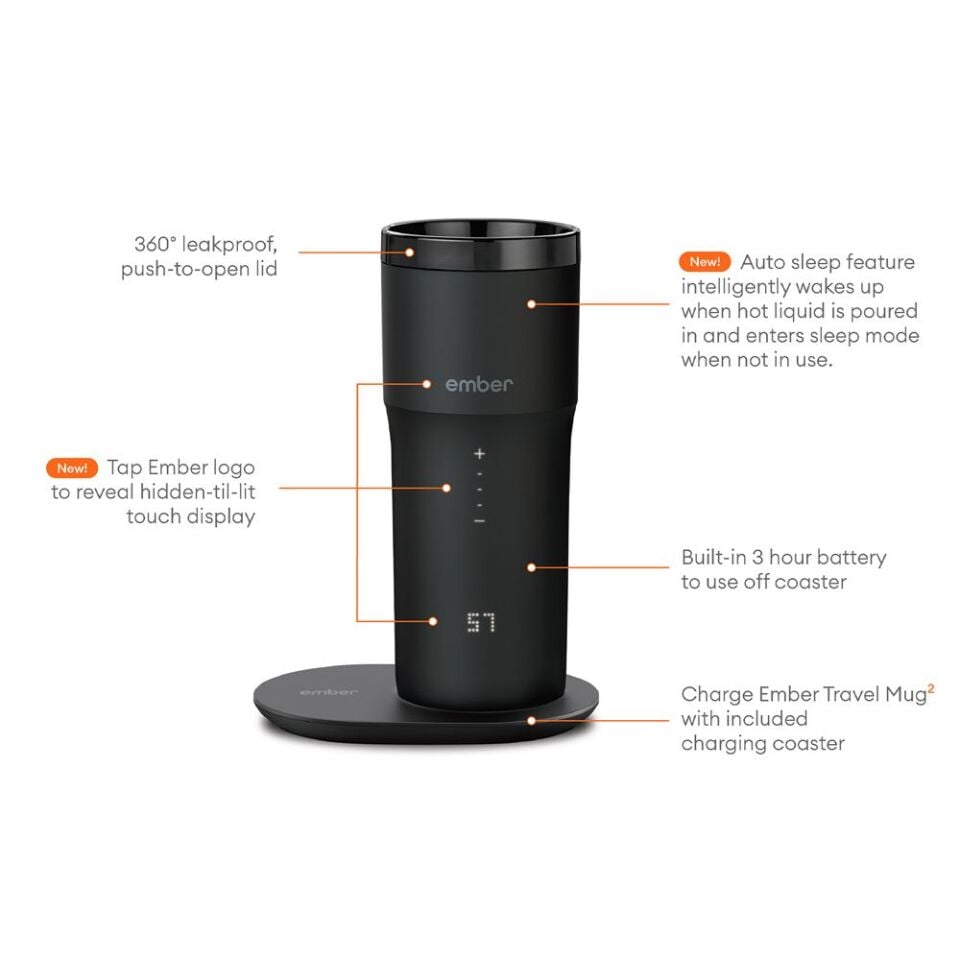 RLTM115BKA - Akıllı Isıtmalı Termos + Ember Travel Mug 2 (Siyah) | 355 ml - Range Rover - Land Rover