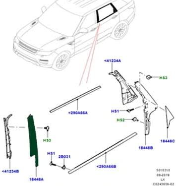 LR118289 - ARKA KAPI ÖN ÇITASI SOL (RRS/2015) - Land Rover
